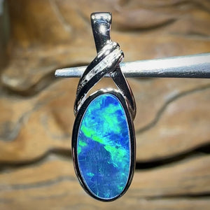 Sterling Silver - Australian￼ Boulder Opal Doublet Pendant