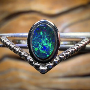 Sterling Silver - Queensland Boulder Opal Doublet Ring