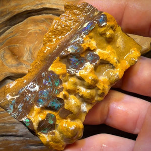 347.3cts - Huge Full Face Carving Potential Yowah Opal Rough Piece. Bubble Band