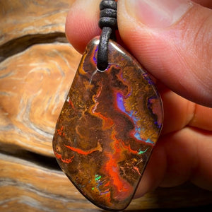 40 x 22mm - “Cosmos”Drilled Tribal Queensland Boulder Opal Necklace