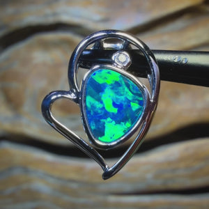 14k White Gold - Queensland Boulder Opal Doublet Pendant