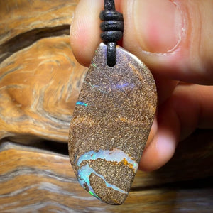 Half Price Card! 38 x 18mm - Drilled Australian Boulder Opal Necklace