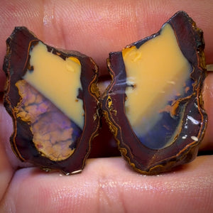78.3cts - “Fifty Fifty” Yowah Nut Partial Crystal Centre Rough Specimen Pair