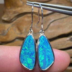 Sterling Silver - Largest Australian Boulder Opal Doublet Hook Earrings