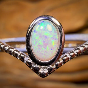 Bague en argent sterling avec opale de cristal d'Australie du Sud