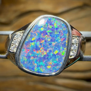 Sterling Silver - TOP Australian Boulder Opal Doublet Ring