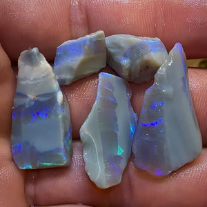 46.7cts - 5x Lightning Ridge Crystal and Dark Opal Rough Parcel