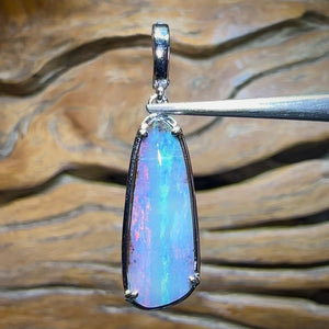 Sterling Silver - SOLID Australian Boulder Opal Pendant. Rare colour combination