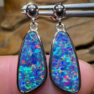 Sterling Silver - Classic Australian Boulder Opal Doublet Earrings