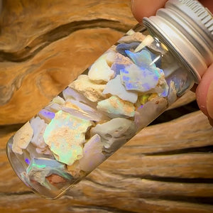 62.7cts - Rare Mintabie Rough Opal Vial. South Australian Opal