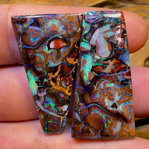 Hey Dad! 122.8cts - BIG TOP PARTNERS Tribal Queensland Boulder Opal Picture Stone Pair