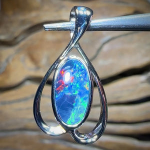 Sterling Silver - Australian￼ Boulder Opal Doublet Pendant