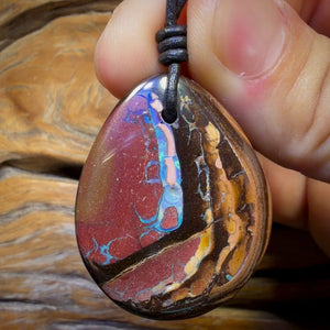 Wildcard! 40 x 32mm - Drilled Tribal Queensland Boulder Opal Necklace