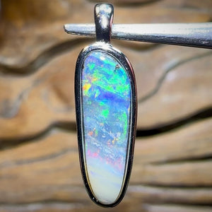 Sterling Silver - SOLID Australian Queensland Boulder Opal Pendant