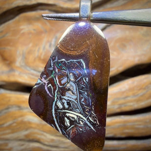 Solid Tribal Queensland Boulder Opal Pendant