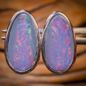 Sterling Silver - Australian Boulder Opal Doublet Stud Earrings