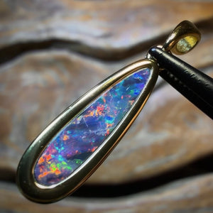 Sterling Silver Gold Plated - Queensland Boulder Opal Doublet Pendant