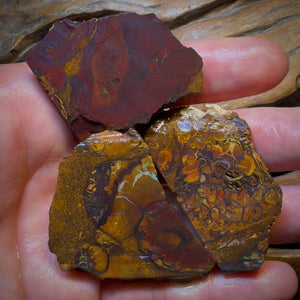 Art Card Bargain! 415cts - 3x Yowah Nut Top Tribal Opal Rough Parcel. Australian Boulder Opal