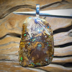 Solid Tribal Queensland Boulder Opal Pendant