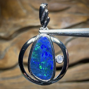 ￼Sterling Silver - Australian Boulder Opal Doublet Pendant