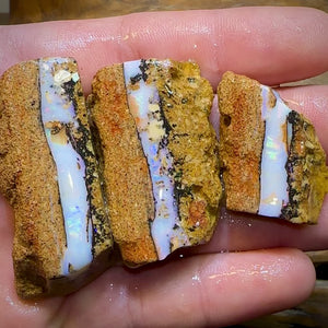 235.1cts - 3x Boulder Pipe Opal Rubs. Australian Opal Bargain under $1/ct