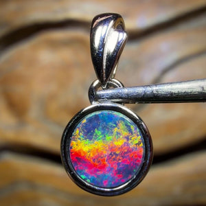 Sterling Silver - “Eclipse”Queensland Boulder Opal Doublet Pendant One Of A Kind