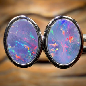 Sterling Silver - Australian Boulder Opal Doublet Stud Earrings