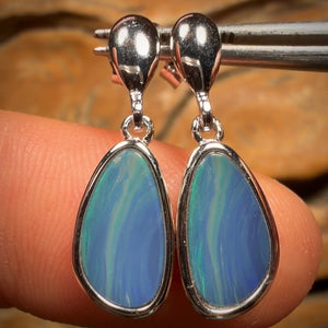 Early Wild Card! Sterling Silver - Australian Boulder Opal Doublet Drop Stud Earrings