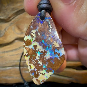 37 x 21mm - Top Drilled Boulder Opal Necklace. Reef Pattern