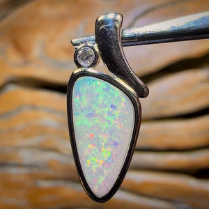 Sterling Silver - Solid South Australian White Opal Pendant