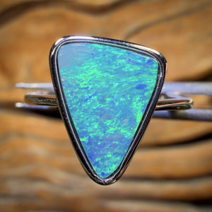 Bague doublet en argent sterling et opale de Queensland Boulder