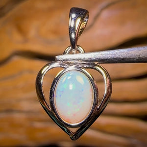 Sterling Silver - Solid South Australian White Opal Pendant