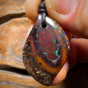 36 x 23mm - Drilled Tribal Queensland Boulder Opal Necklace