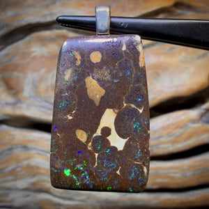 Wild Card! Solid Queensland Boulder Opal Pendant