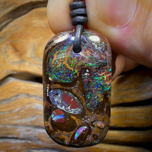34 x 20mm - Top Drilled Tribal Queensland Boulder Opal Necklace
