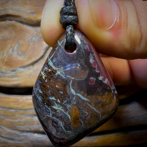 42 x 30mm - Drilled Boulder Opal Pendant w/ Eco Friendly Vegan Cord