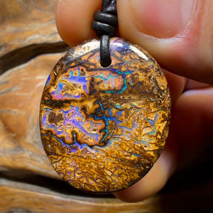31 x 26mm - Top Tribal Drilled Picture Stone  Queensland Boulder Opal Necklace