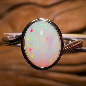Sterling Silver - Solid South Australian Crystal Opal Ring
