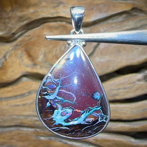 Sterling Silver - Solid Australian Tribal Boulder Opal Pendant