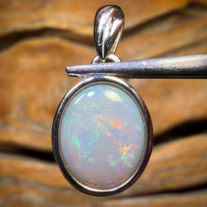 Sterling Silver - Large Solid South Australian Crystal Opal Pendant
