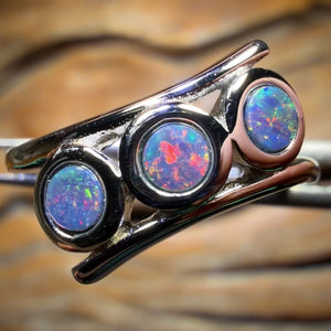 🔨 AUCTION 🔨 Sterling Silver - Queensland Boulder Opal Doublet Ring
