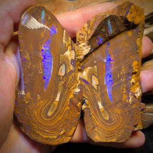 1423cts - Awesome Massive Split Queensland Boulder Opal Rough Pair. Found on ‘Outback Opal Hunters’!
