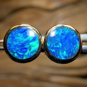 14k Gold - Australian Boulder Opal Doublet Earrings