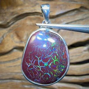 Sterling Silver - Solid Australian Boulder Opal Pendant