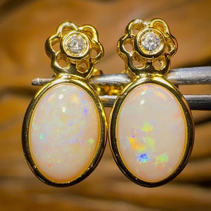 Sterling Silver - South Australian White Opal Stud Earrings