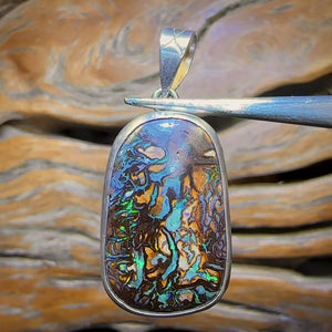 Tribal Daddy Sterling Silver - Solid Tribal Boulder Opal UNISEX Pendant