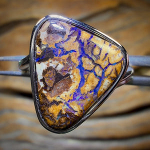 Sterling Silver - Solid Tribal Boulder Opal Ring