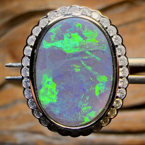 14k White Gold - Solid Lightning Ridge Black Opal Ring