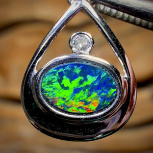 14k White Gold - Queensland Boulder Opal Doublet Pendant