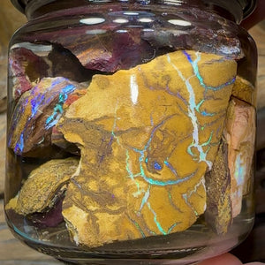 118.5grms - Australian Boulder Opal Rough Jar